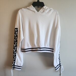 IRIS Women's Cropped Top Hoodie, Size L, Color White/Black.